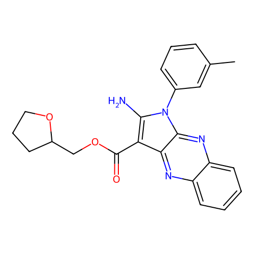 oxolan-2-ylmethyl 2-amino-1-(3-methylphenyl)pyrrolo[3,2-b]quinoxaline-3-carboxylate structure
