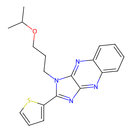 1-[3-(propan-2-yloxy)propyl]-2-(thiophen-2-yl)-1H-imidazo[4,5-b]quinoxaline structure