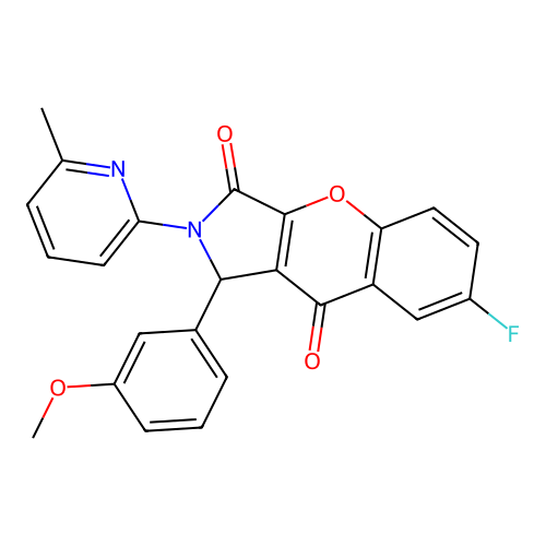 7-fluoro-1-(3-methoxyphenyl)-2-(6-methylpyridin-2-yl)-1,2-dihydrochromeno[2,3-c]pyrrole-3,9-dione structure