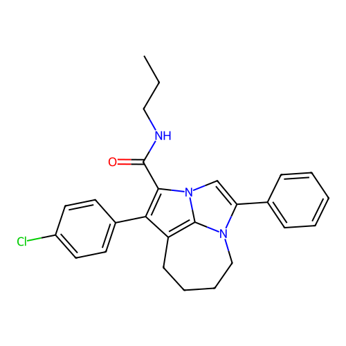 1-(4-chlorophenyl)-4-phenyl-N-propyl-5,6,7,8-tetrahydro-2a,4a-diazacyclopenta[cd]azulene-2-carboxamide structure