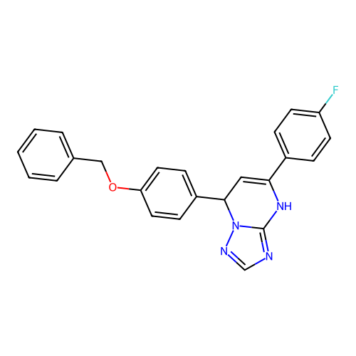 7-(4-(benzyloxy)phenyl)-5-(4-fluorophenyl)-4,7-dihydro-[1,2,4]triazolo[1,5-a]pyrimidine structure
