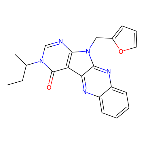 3-(butan-2-yl)-11-(furan-2-ylmethyl)-3,11-dihydro-4H-pyrimido[5',4':4,5]pyrrolo[2,3-b]quinoxalin-4-one structure