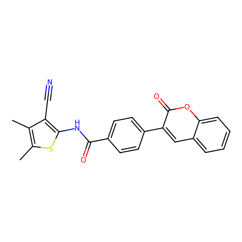 N-(3-cyano-4,5-dimethylthiophen-2-yl)-4-(2-oxo-2H-chromen-3-yl)benzamide structure