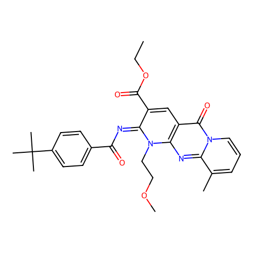(Z)-ethyl 2-((4-(tert-butyl)benzoyl)imino)-1-(2-methoxyethyl)-10-methyl-5-oxo-2,5-dihydro-1H-dipyrido[1,2-a:2',3'-d]pyrimidine-3-carboxylate structure