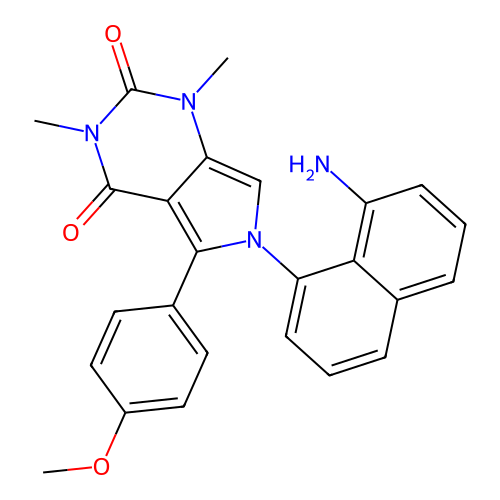 6-(8-aminonaphthalen-1-yl)-5-(4-methoxyphenyl)-1,3-dimethyl-1H-pyrrolo[3,4-d]pyrimidine-2,4(3H,6H)-dione structure