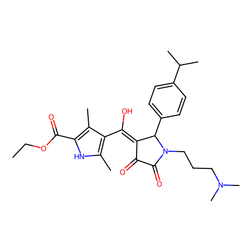 ethyl 4-({1-[3-(dimethylamino)propyl]-4-hydroxy-2-[4-(methylethyl)phenyl]-5-ox o(3-pyrrolin-3-yl)}carbonyl)-3,5-dimethylpyrrole-2-carboxylate structure