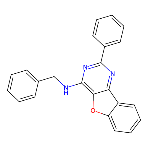 N-benzyl-2-phenyl[1]benzofuro[3,2-d]pyrimidin-4-amine structure