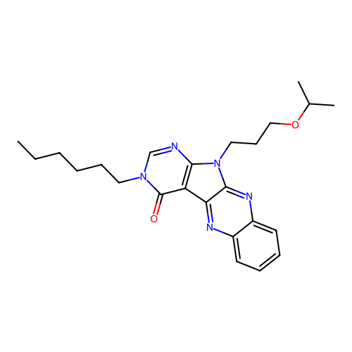 3-hexyl-11-(3-isopropoxypropyl)-3H-pyrimido[5',4':4,5]pyrrolo[2,3-b]quinoxalin-4(11H)-one structure