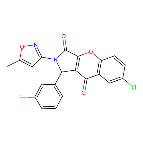 7-chloro-1-(3-fluorophenyl)-2-(5-methylisoxazol-3-yl)-1,2-dihydrochromeno[2,3-c]pyrrole-3,9-dione structure