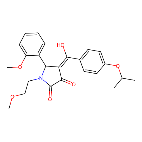 (4E)-4-[hydroxy-(4-propan-2-yloxyphenyl)methylidene]-1-(2-methoxyethyl)-5-(2-methoxyphenyl)pyrrolidine-2,3-dione structure