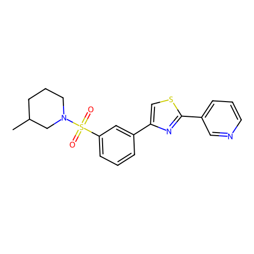 3-(4-{3-[(3-Methylpiperidin-1-yl)sulfonyl]phenyl}-1,3-thiazol-2-yl)pyridine structure