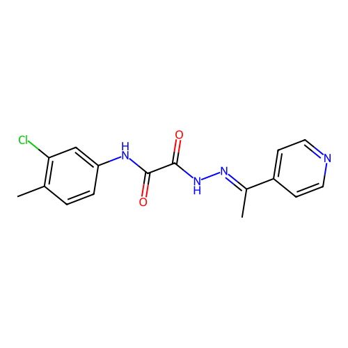 N-(3-Chloro-4-methyl-phenyl)-2-oxo-2-{N'-[1-pyridin-4-yl-eth-(E)-ylidene]-hydrazino}-acetamide structure