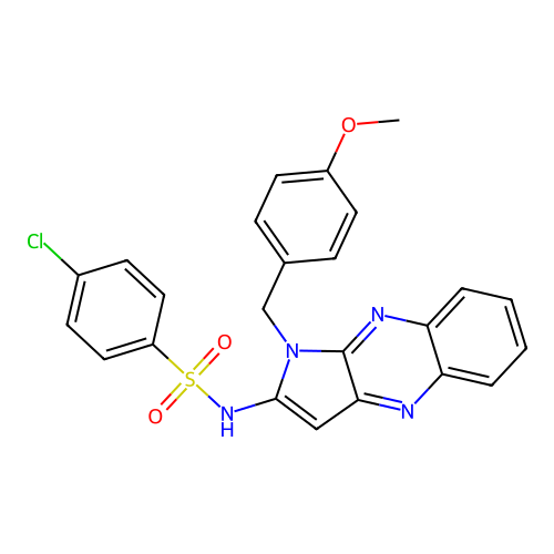 4-chloro-N-(1-(4-methoxybenzyl)-1H-pyrrolo[2,3-b]quinoxalin-2-yl)benzenesulfonamide structure