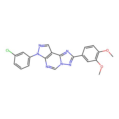 7-(3-chlorophenyl)-2-(3,4-dimethoxyphenyl)-7H-pyrazolo[4,3-e][1,2,4]triazolo[1,5-c]pyrimidine structure