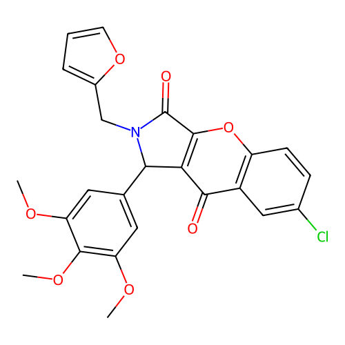 7-chloro-2-(furan-2-ylmethyl)-1-(3,4,5-trimethoxyphenyl)-1,2-dihydrochromeno[2,3-c]pyrrole-3,9-dione structure