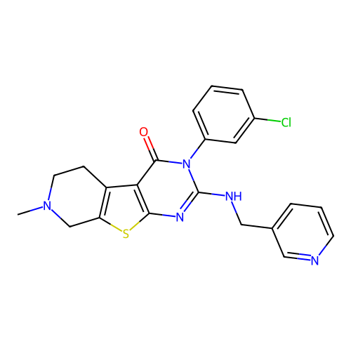 3-(3-chlorophenyl)-7-methyl-2-((pyridin-3-ylmethyl)amino)-5,6,7,8-tetrahydropyrido[4',3':4,5]thieno[2,3-d]pyrimidin-4(3H)-one structure