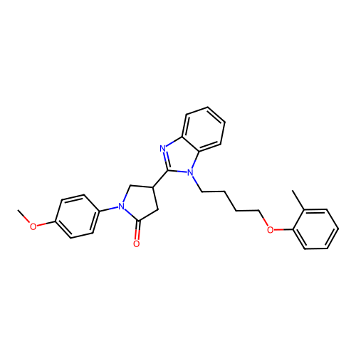 1-(4-methoxyphenyl)-4-{1-[4-(2-methylphenoxy)butyl]-1H-benzimidazol-2-yl}pyrrolidin-2-one structure
