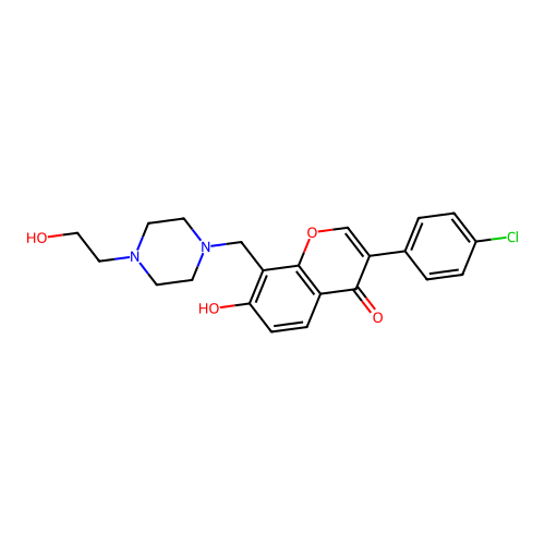 3-(4-chlorophenyl)-7-hydroxy-8-((4-(2-hydroxyethyl)piperazin-1-yl)methyl)-4H-chromen-4-one structure
