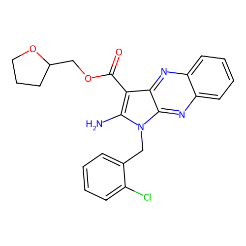 oxolan-2-ylmethyl 2-amino-1-[(2-chlorophenyl)methyl]pyrrolo[3,2-b]quinoxaline-3-carboxylate structure