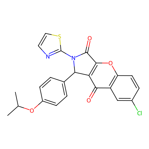 7-chloro-1-[4-(propan-2-yloxy)phenyl]-2-(1,3-thiazol-2-yl)-1,2-dihydrochromeno[2,3-c]pyrrole-3,9-dione structure