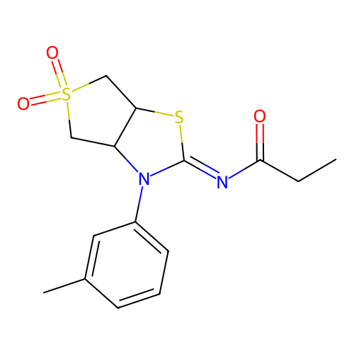 N-[(2Z)-3-(3-methylphenyl)-5,5-dioxidotetrahydrothieno[3,4-d][1,3]thiazol-2(3H)-ylidene]propanamide structure