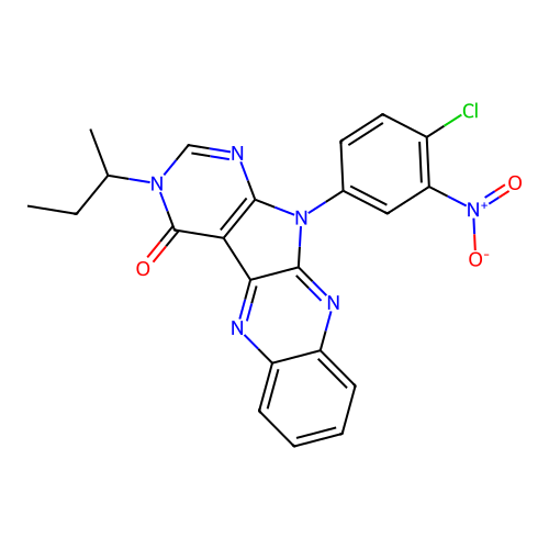 3-(butan-2-yl)-11-(4-chloro-3-nitrophenyl)-3,11-dihydro-4H-pyrimido[5',4':4,5]pyrrolo[2,3-b]quinoxalin-4-one structure