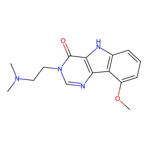 3-[2-(dimethylamino)ethyl]-9-methoxy-3,5-dihydro-4H-pyrimido[5,4-b]indol-4-one structure