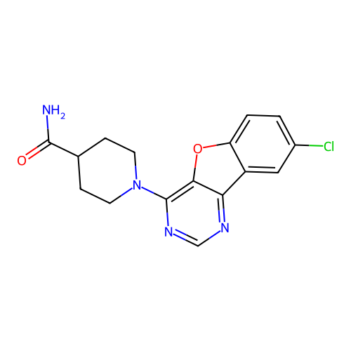 1-(8-Chloro[1]benzofuro[3,2-d]pyrimidin-4-yl)piperidine-4-carboxamide structure