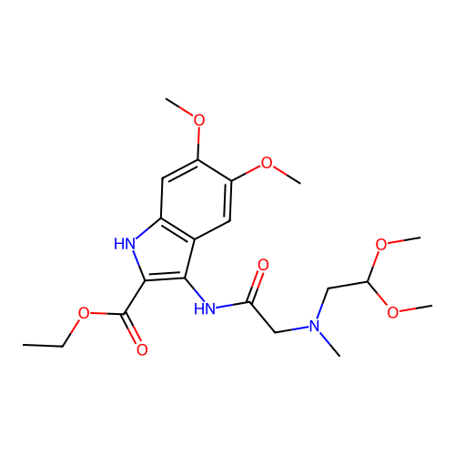 ethyl 3-(2-((2,2-dimethoxyethyl)(methyl)amino)acetamido)-5,6-dimethoxy-1H-indole-2-carboxylate structure