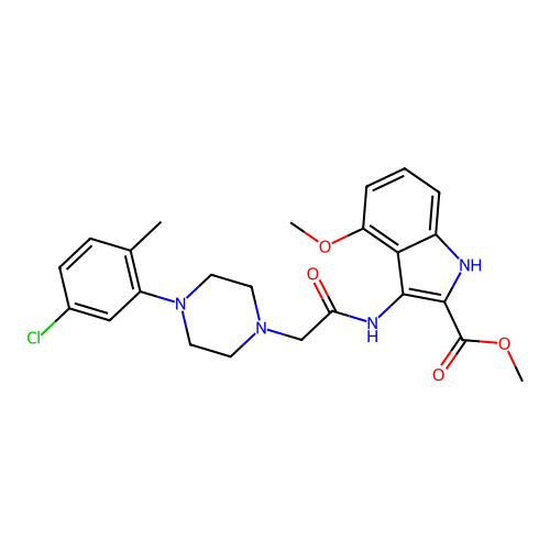 methyl 3-({[4-(5-chloro-2-methylphenyl)piperazin-1-yl]acetyl}amino)-4-methoxy-1H-indole-2-carboxylate structure