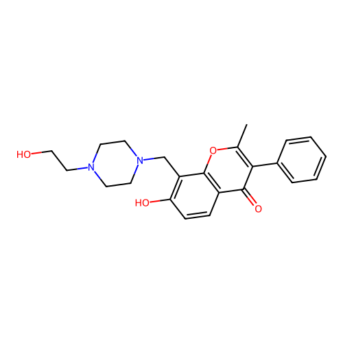 7-hydroxy-8-((4-(2-hydroxyethyl)piperazin-1-yl)methyl)-2-methyl-3-phenyl-4H-chromen-4-one structure