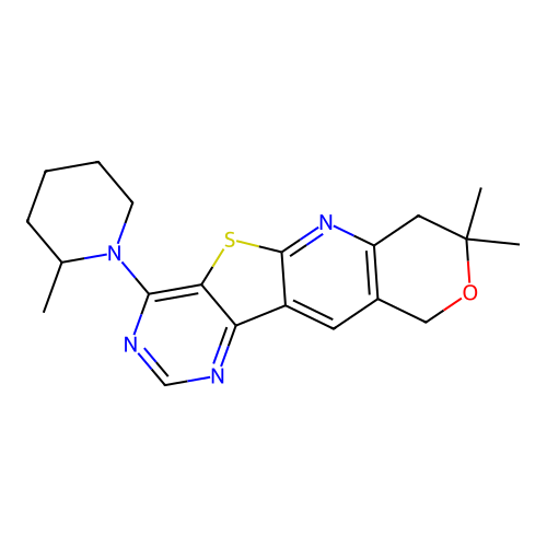 8,8-dimethyl-4-(2-methylpiperidin-1-yl)-7,10-dihydro-8H-pyrano[3'',4'':5',6']pyrido[3',2':4,5]thieno[3,2-d]pyrimidine structure