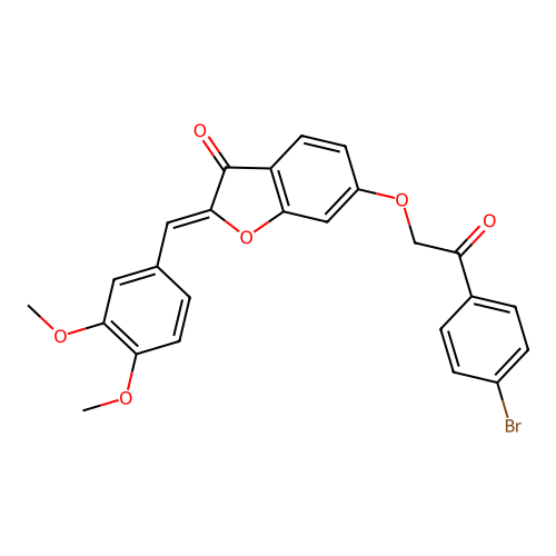 (Z)-6-(2-(4-bromophenyl)-2-oxoethoxy)-2-(3,4-dimethoxybenzylidene)benzofuran-3(2H)-one structure