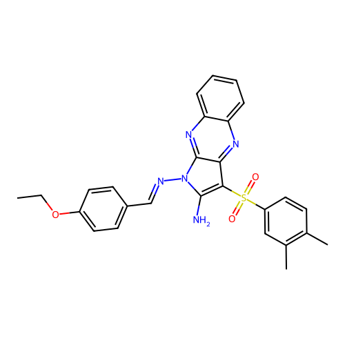(E)-3-((3,4-dimethylphenyl)sulfonyl)-N1-(4-ethoxybenzylidene)-1H-pyrrolo[2,3-b]quinoxaline-1,2-diamine structure