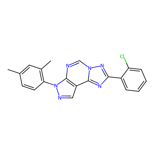 2-(2-chlorophenyl)-7-(2,4-dimethylphenyl)-7H-pyrazolo[4,3-e][1,2,4]triazolo[1,5-c]pyrimidine structure