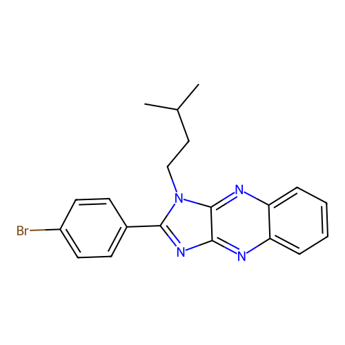 2-(4-bromophenyl)-1-(3-methylbutyl)-1H-imidazo[4,5-b]quinoxaline structure
