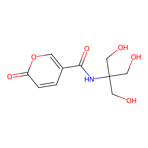 N-(1,3-dihydroxy-2-(hydroxymethyl)propan-2-yl)-2-oxo-2H-pyran-5-carboxamide structure