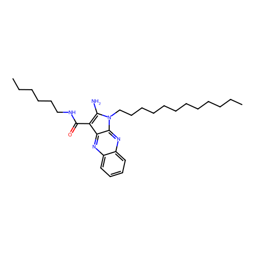 2-amino-1-dodecyl-N-hexyl-1H-pyrrolo[2,3-b]quinoxaline-3-carboxamide structure