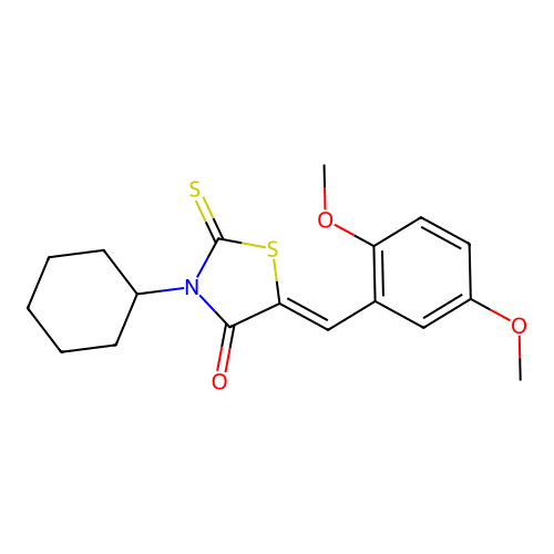 5-[(2,5-Dimethoxyphenyl)methylene]-3-cyclohexyl-2-thioxo-1,3-thiazolidin-4-one structure