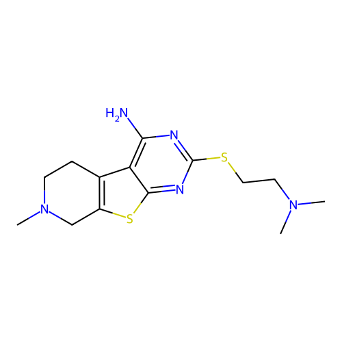 2-((2-(dimethylamino)ethyl)thio)-7-methyl-5,6,7,8-tetrahydropyrido[4',3':4,5]thieno[2,3-d]pyrimidin-4-amine structure