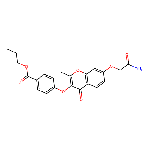 Propyl 4-[7-(2-amino-2-oxoethoxy)-2-methyl-4-oxochromen-3-yl]oxybenzoate structure