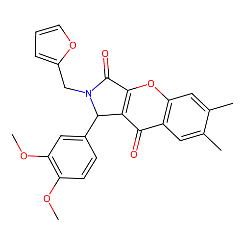 1-(3,4-dimethoxyphenyl)-2-(furan-2-ylmethyl)-6,7-dimethyl-1,2-dihydrochromeno[2,3-c]pyrrole-3,9-dione structure