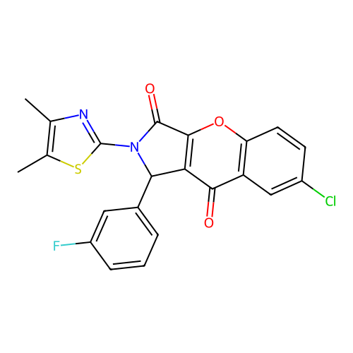 7-chloro-2-(4,5-dimethyl-1,3-thiazol-2-yl)-1-(3-fluorophenyl)-1,2-dihydrochromeno[2,3-c]pyrrole-3,9-dione structure