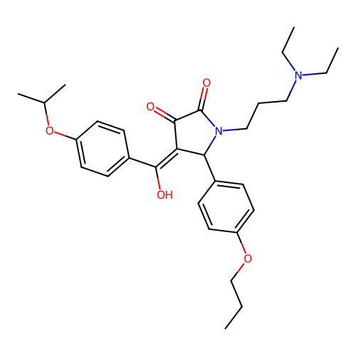 (4E)-1-[3-(diethylamino)propyl]-4-[hydroxy-(4-propan-2-yloxyphenyl)methylidene]-5-(4-propoxyphenyl)pyrrolidine-2,3-dione structure