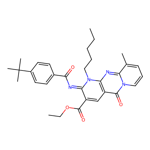 (Z)-ethyl 2-((4-(tert-butyl)benzoyl)imino)-10-methyl-5-oxo-1-pentyl-2,5-dihydro-1H-dipyrido[1,2-a:2',3'-d]pyrimidine-3-carboxylate structure