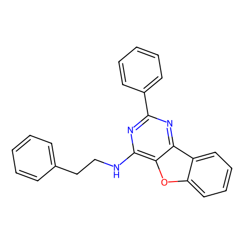 2-phenyl-N-(2-phenylethyl)[1]benzofuro[3,2-d]pyrimidin-4-amine structure