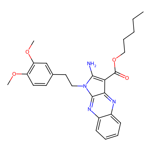 pentyl 2-amino-1-(3,4-dimethoxyphenethyl)-1H-pyrrolo[2,3-b]quinoxaline-3-carboxylate structure