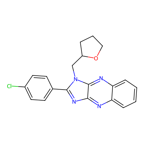 2-(4-chlorophenyl)-1-(tetrahydrofuran-2-ylmethyl)-1H-imidazo[4,5-b]quinoxaline structure