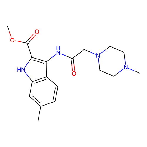 Methyl 6-methyl-3-[[2-(4-methylpiperazin-1-yl)acetyl]amino]-1H-indole-2-carboxylate structure