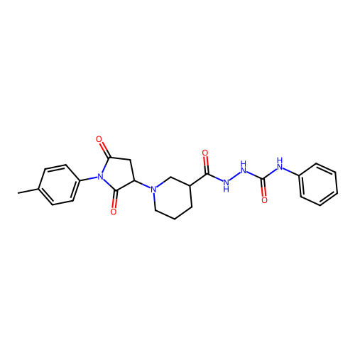 1-[[1-[1-(4-methylphenyl)-2,5-dioxo-pyrrolidin-3-yl]piperidine-3-carbonyl]amino]-3-phenyl-urea structure
